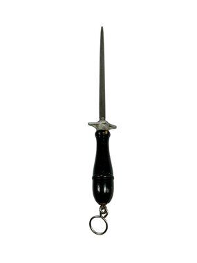 Vintage Sharpening Steel Round 10" Blade Hang Ring Wood Handle